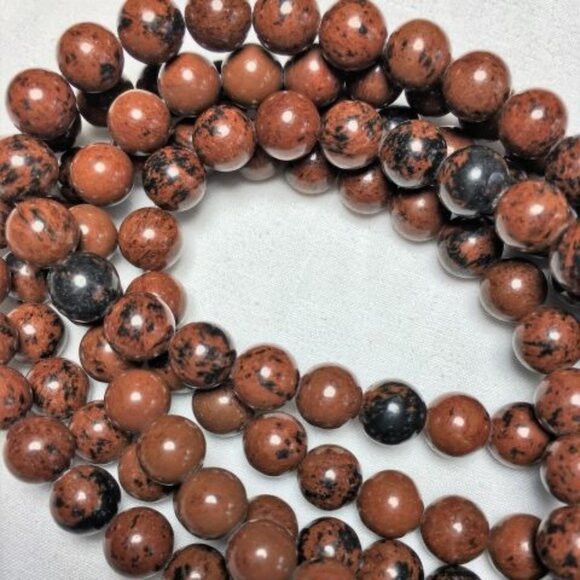 8mm Mahogany Obsidian Genuine Semi-Precious Natural Gemstone Bead Strand - Picture 1 of 2